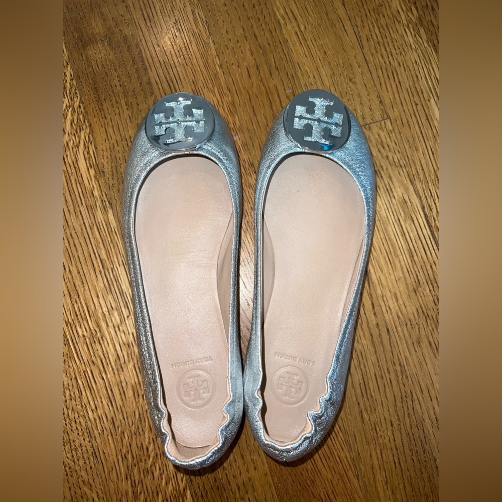 Tory Burch silver flats